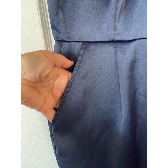 Lulus Touch Of Heaven Blue Satin 2 Pockets  jumpsuit Small - Picture 8 of 10